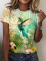 Casual Floral Crew Neck Short Sleeve T-shirt