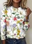 Casual Floral Botanical Print Crew Neck Short Sleeve T-shirt