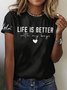 Casual Text Letters Crew Neck Short Sleeve T-shirt