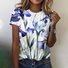 Casual Floral Crew Neck Short Sleeve T-shirt