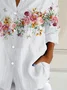 Shirt Collar Long Sleeve Floral Buckle Regular Loose Button Up Shirt Shirt For Women