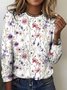 Casual Floral Art Print Crew Neck Long Sleeve T-shirt