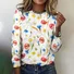 Casual Spring Floral Art Print Crew Neck Long Sleeve T-shirt