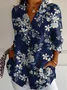 Shirt Collar Long Sleeve Floral Lightweight Regular Fit Shirt For Women