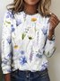 Casual Floral Art Print Crew Neck Long Sleeve T-shirt