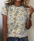 Casual Floral Crew Neck Short Sleeve T-shirt