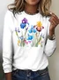 Casual Floral Crew Neck Long Sleeve T-shirt