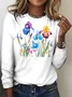 Casual Floral Crew Neck Long Sleeve T-shirt