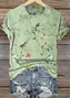 Casual Floral Art Pattern Print Crew Neck Short Sleeve T-shirt