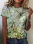 Casual Floral Crew Neck Short Sleeve T-shirt