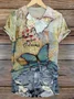 Vintage Butterfly Art Pattern Print Crew Neck Short Sleeve T-shirt
