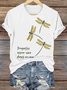 Casual Dragonfly Pattern Crew Neck Short Sleeve T-shirt