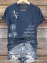 Casual Dragonfly Pattern Crew Neck Short Sleeve T-shirt