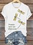 Casual Dragonfly Pattern Crew Neck Short Sleeve T-shirt
