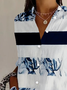 Shirt Collar Long Sleeve Striped Buckle Regular Loose Button Up Shirt Shirt For Women