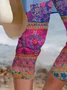 Casual Floral Capris Elastic Waist Printing Leggings