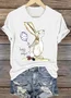 Easter Bunny Print Crew Neck Short Sleeve T-shirt