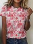 Casual Spring Floral Crew Neck Short Sleeve T-shirt