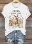 Easter Bunny Print Casual Crew Neck Short Sleeve T-shirt