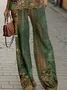 Women Floral Crew Neck Long Sleeve Comfy Casual Printing Top With Pants Two-Piece Set