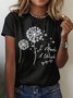 Casual Floral Crew Neck Short Sleeve T-shirt