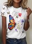 Casual Floral Crew Neck Short Sleeve T-shirt