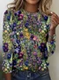 Casual Floral Crew Neck Long Sleeve T-shirt