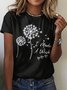 Casual Floral Crew Neck Short Sleeve T-shirt