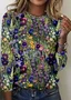 Casual Floral Crew Neck Long Sleeve T-shirt