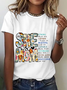 Casual Text Letters Crew Neck Short Sleeve T-shirt