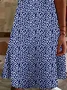 Women Floral V Neck Short Sleeve Comfy Casual Printing Knee Length Dress