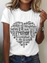Casual Text Letters Crew Neck Short Sleeve T-shirt