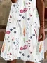 Women Floral V Neck Short Sleeve Comfy Casual Printing Knee Length Dress