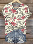 Casual Floral V Neck Short Sleeve T-shirt