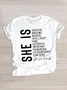 Casual Text Letters Crew Neck Short Sleeve T-shirt