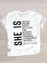 Casual Text Letters Crew Neck Short Sleeve T-shirt