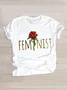 Casual Floral Crew Neck Short Sleeve T-shirt
