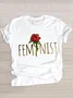 Casual Floral Crew Neck Short Sleeve T-shirt