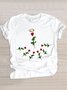 Casual Floral Crew Neck Short Sleeve T-shirt