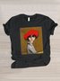 Casual Painting Crew Neck Short Sleeve T-shirt