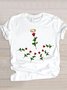 Casual Floral Crew Neck Short Sleeve T-shirt