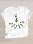 Casual Floral Crew Neck Short Sleeve T-shirt