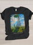Casual Painting Crew Neck Short Sleeve T-shirt