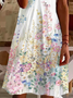Women Floral V Neck Short Sleeve Comfy Casual Printing Knee Length Dress