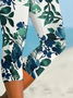 Women Floral Capris Elastic Waist Pants Casual Summer Trousers