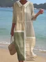 Women Geometric Crew Neck Half Sleeve Comfy Casual Maxi Dress