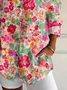 Shirt Collar Long Sleeve Floral Buckle Regular Loose Button Up Shirt Shirt For Women