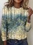 Casual Floral Crew Neck Long Sleeve T-shirt