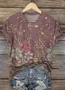 Casual Floral Crew Neck Short Sleeve T-shirt