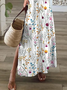 Women Floral V Neck Short Sleeve Comfy Casual Printing Maxi Dress
